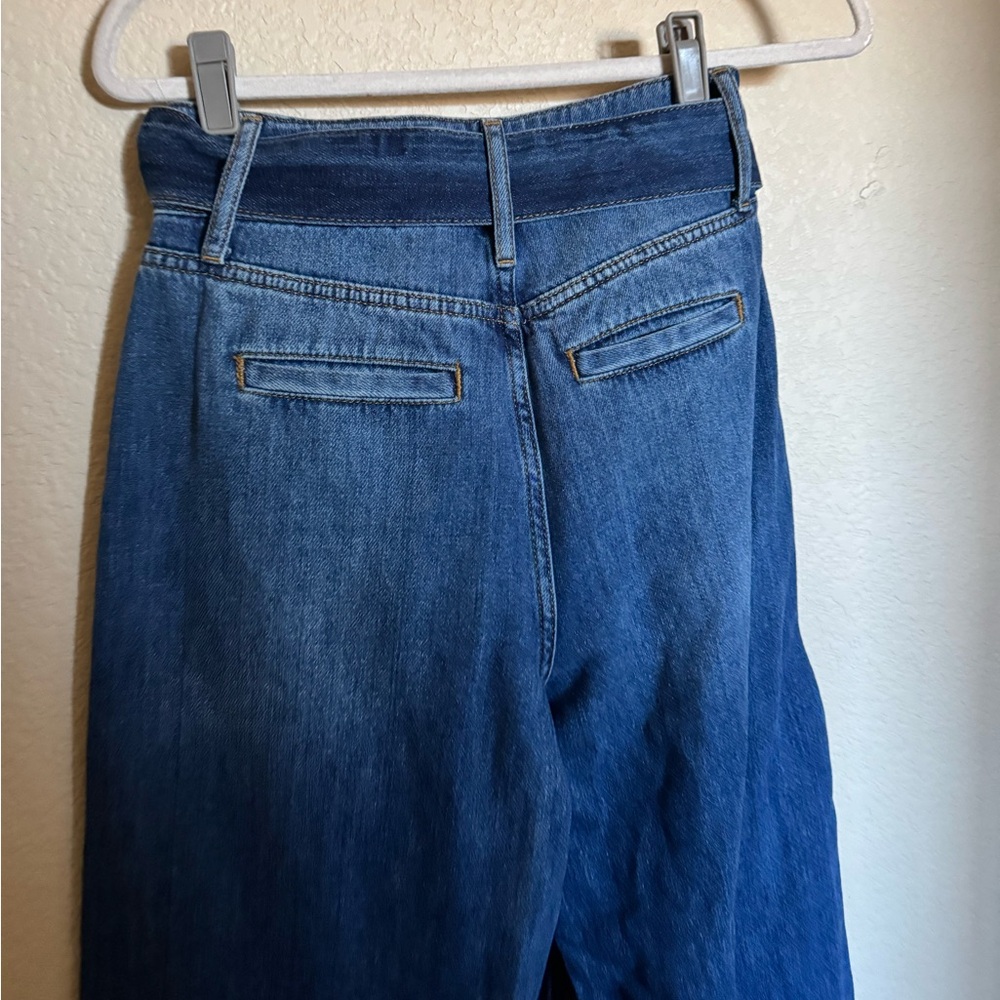 Boden Belted Wide‎ Leg Jeans Size 10 R Blue Business Casual - Picture 6 of 7